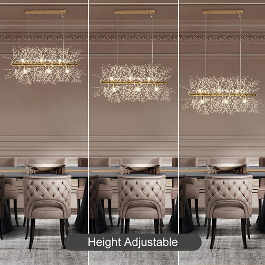 Pendantlightie-9-Light Linear Modern Crystal Chandelier-Chandeliers-Chrome-