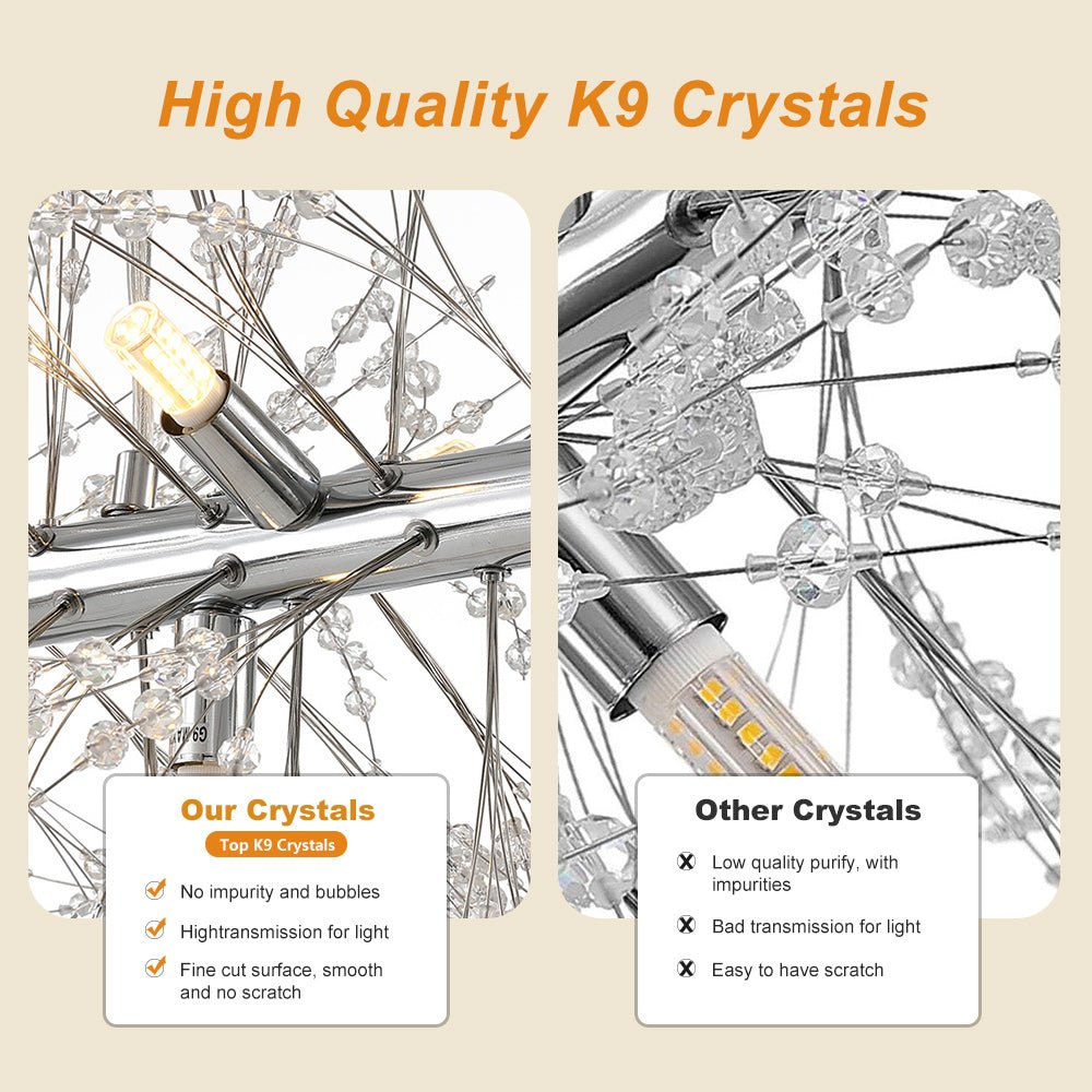 Pendantlightie-9-Light Linear Modern Crystal Chandelier-Chandeliers-Chrome-