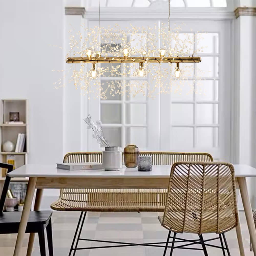 Pendantlightie-9-Light Linear Modern Crystal Chandelier-Chandeliers-Gold-