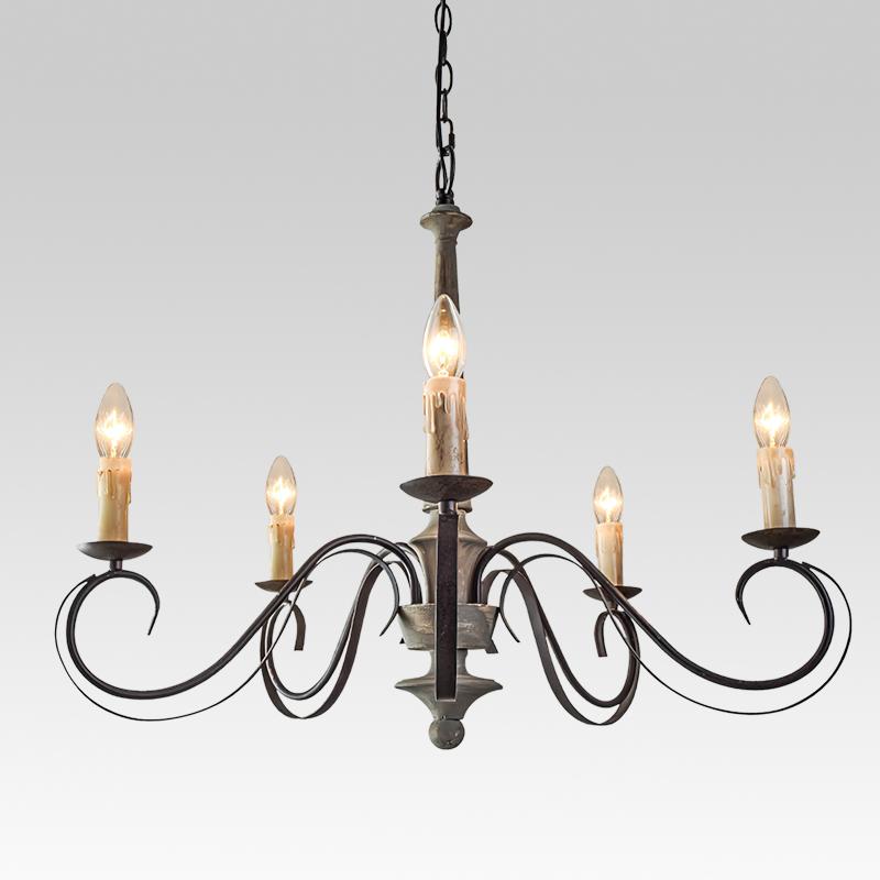 Pendantlightie-Antiqued 5-Light Candle Chandelier-Chandeliers--