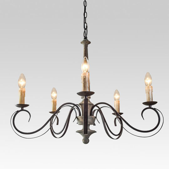 Pendantlightie-Antiqued 5-Light Candle Chandelier-Chandeliers--