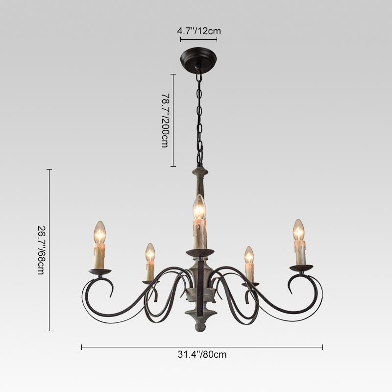 Pendantlightie-Antiqued 5-Light Candle Chandelier-Chandeliers--