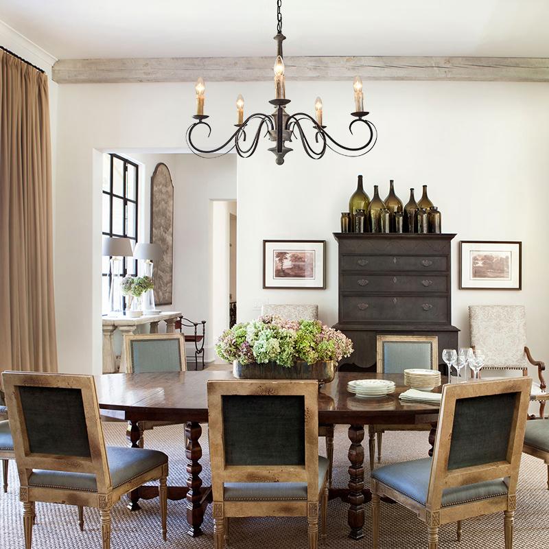 Farmhouse Rustic 5-Light Candle Wooden Chandelier Light for Dining