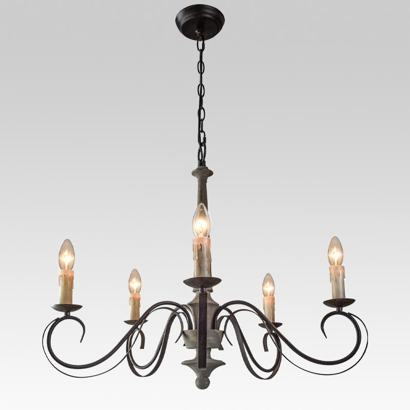 Pendantlightie-Antiqued 5-Light Candle Chandelier-Chandeliers--