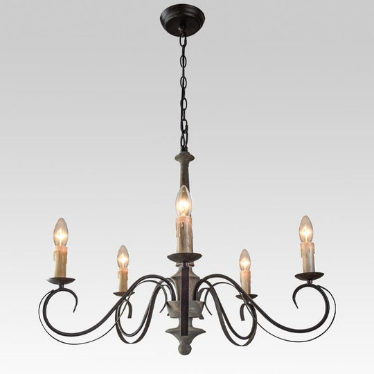 Pendantlightie-Antiqued 5-Light Candle Chandelier-Chandeliers--