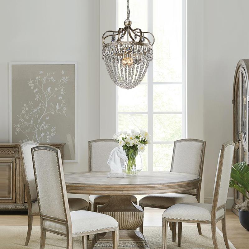 Pendantlightie-Antiqued 5-Light Glass Crystal Chandelier-Chandeliers--