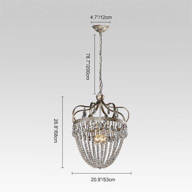 Pendantlightie-Antiqued 5-Light Glass Crystal Chandelier-Chandeliers--