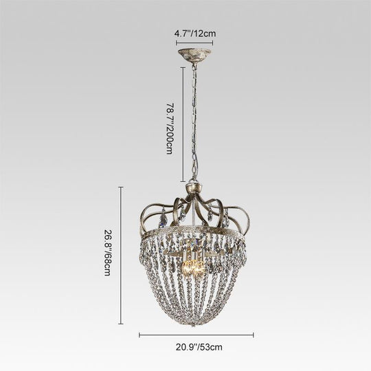 Pendantlightie-Antiqued 5-Light Glass Crystal Chandelier-Chandeliers--