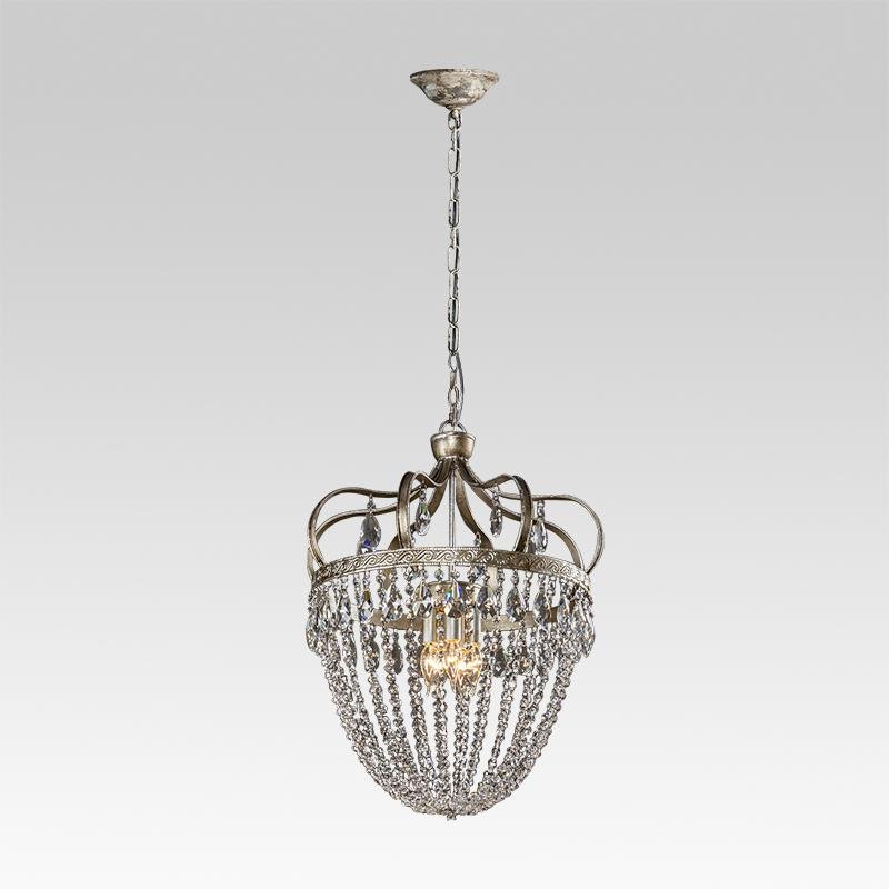 Pendantlightie-Antiqued 5-Light Glass Crystal Chandelier-Chandeliers--