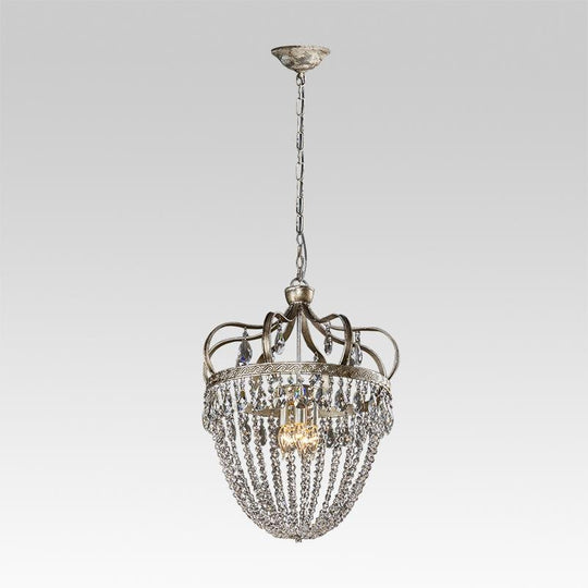Pendantlightie-Antiqued 5-Light Glass Crystal Chandelier-Chandeliers--