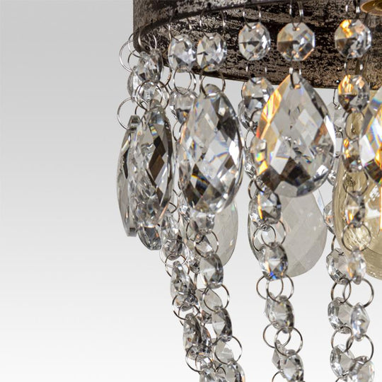Pendantlightie-Antiqued 5-Light Glass Crystal Chandelier-Chandeliers--