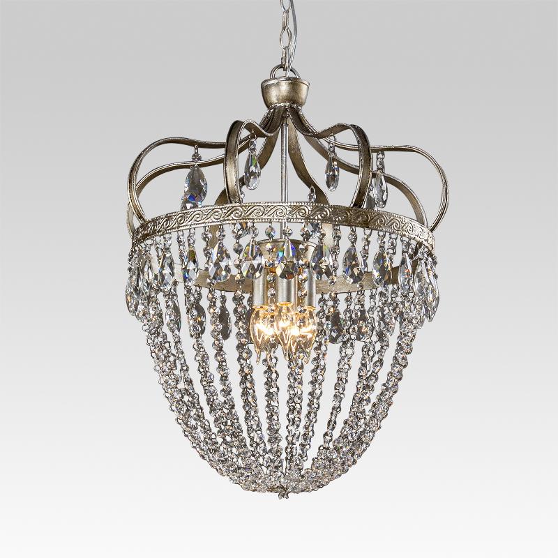 Pendantlightie-Antiqued 5-Light Glass Crystal Chandelier-Chandeliers--