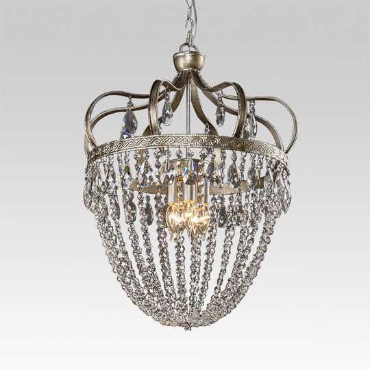 Pendantlightie-Antiqued 5-Light Glass Crystal Chandelier-Chandeliers--