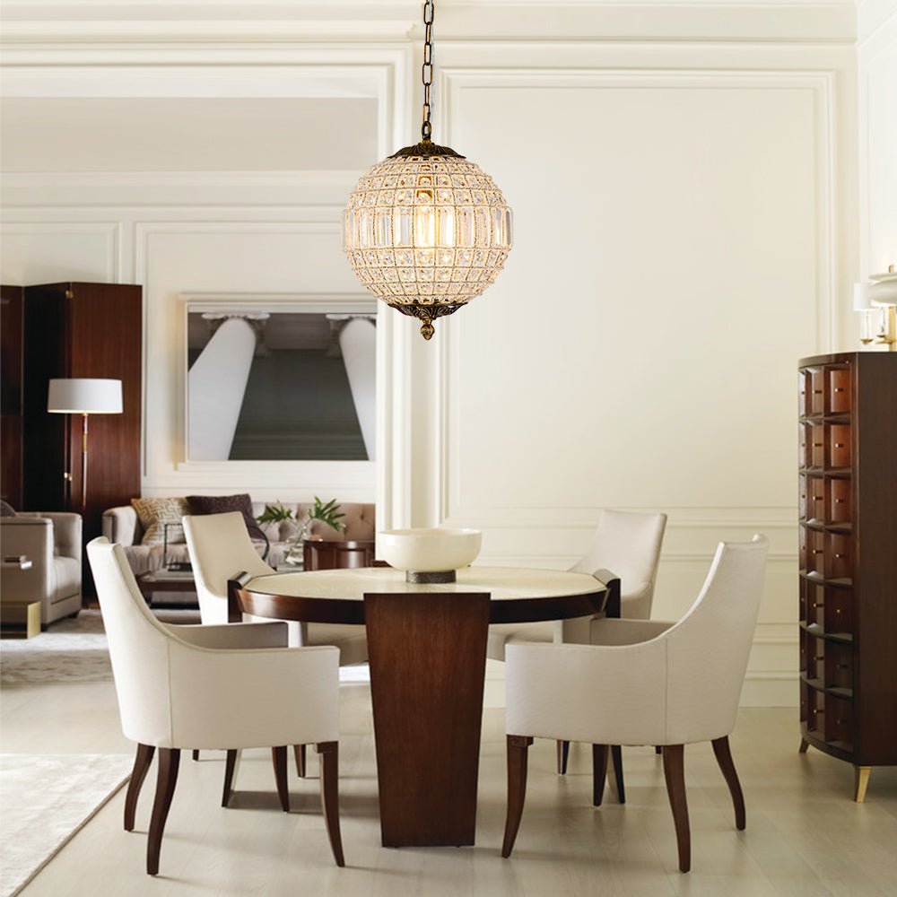 Pendantlightie-Antiqued Globe Crystal Chandelier-Chandeliers-1Lt-