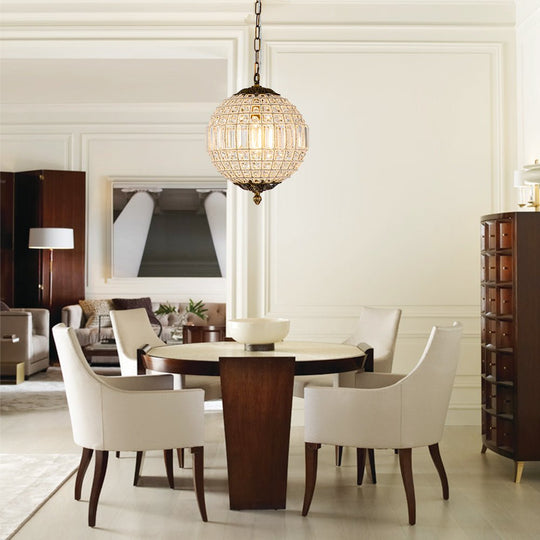Pendantlightie-Antiqued Globe Crystal Chandelier-Chandeliers-1Lt-