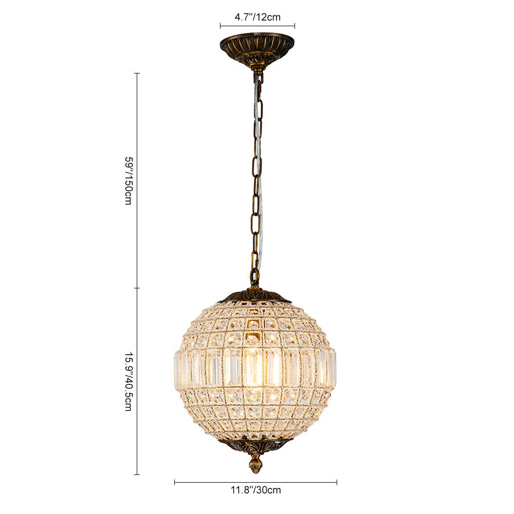 Pendantlightie-Antiqued Globe Crystal Chandelier-Chandeliers-1Lt-