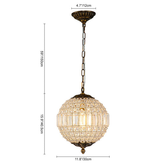 Pendantlightie-Antiqued Globe Crystal Chandelier-Chandeliers-1Lt-