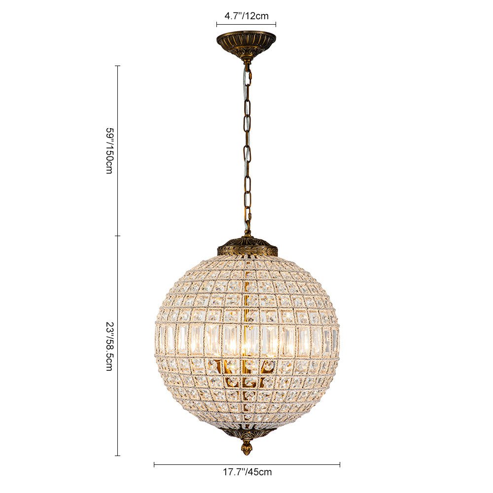 Pendantlightie-Antiqued Globe Crystal Chandelier-Chandeliers-1Lt-