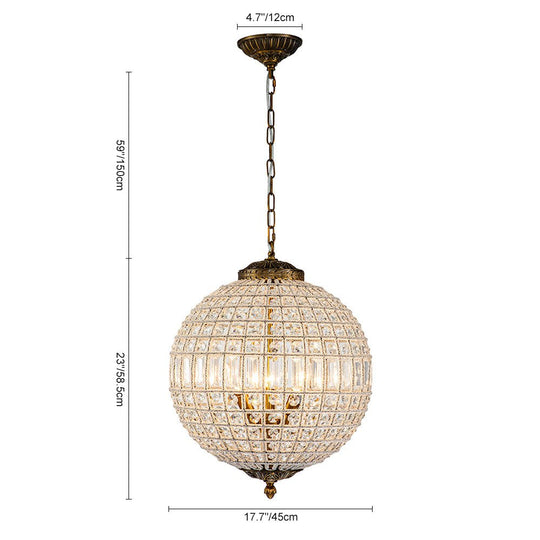 Pendantlightie-Antiqued Globe Crystal Chandelier-Chandeliers-1Lt-