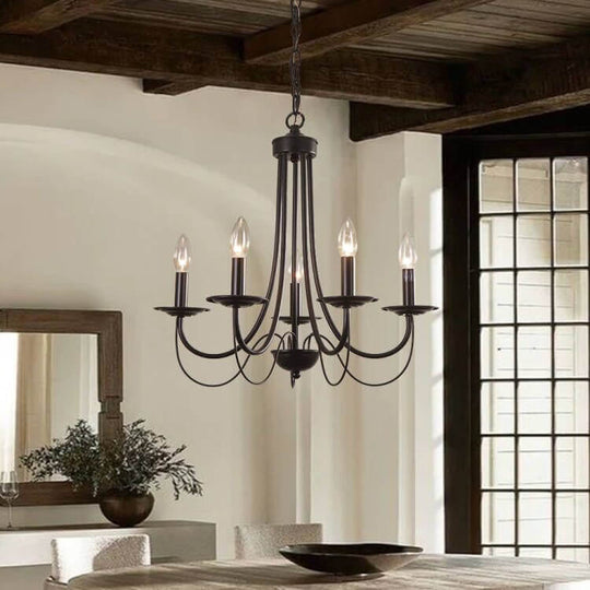 Pendantlightie-Candle Style Simple Metal Chandelier-Chandeliers--