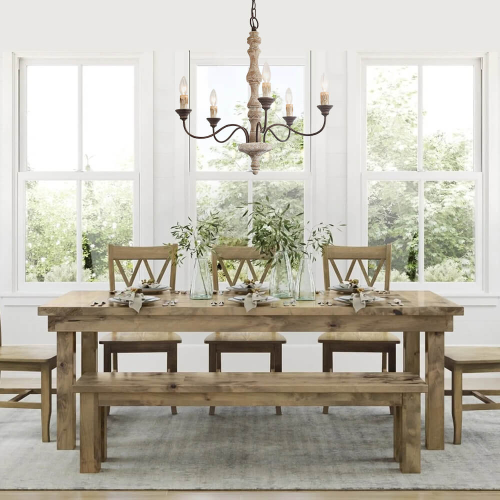Pendantlightie-Classic Design 5-Light Rustic Candle Chandelier-Chandeliers-Brown Candle Base-
