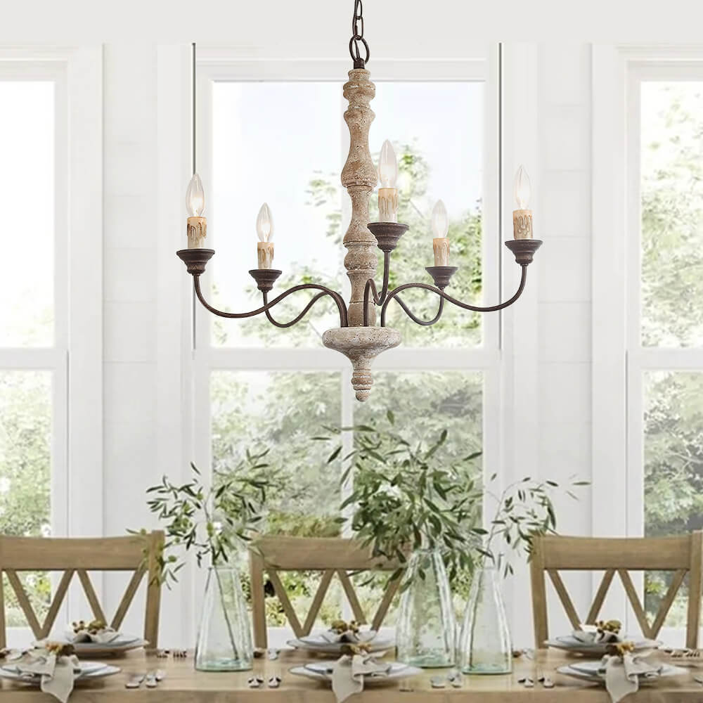 Farmhouse French Country 5-Light Candle Style Chandelier for