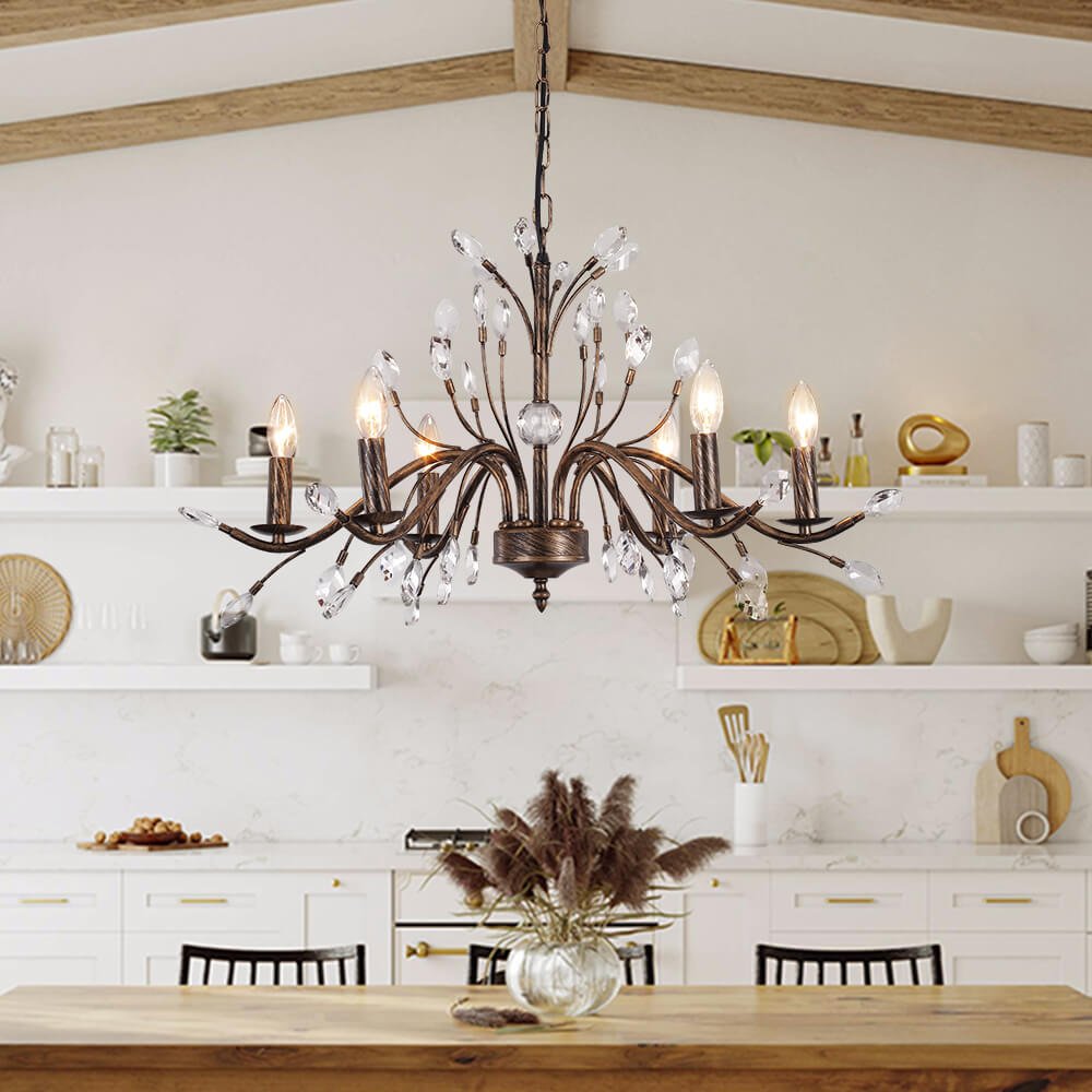 Pendantlightie-Classical French Style Candle Chandelier With Crystal Accents-Chandeliers-6Lt-