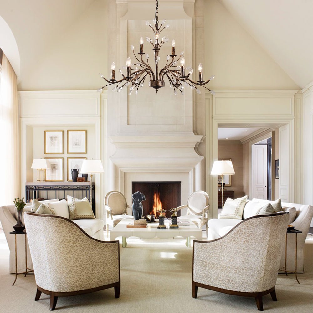 Pendantlightie-Classical French Style Candle Chandelier With Crystal Accents-Chandeliers-6Lt-