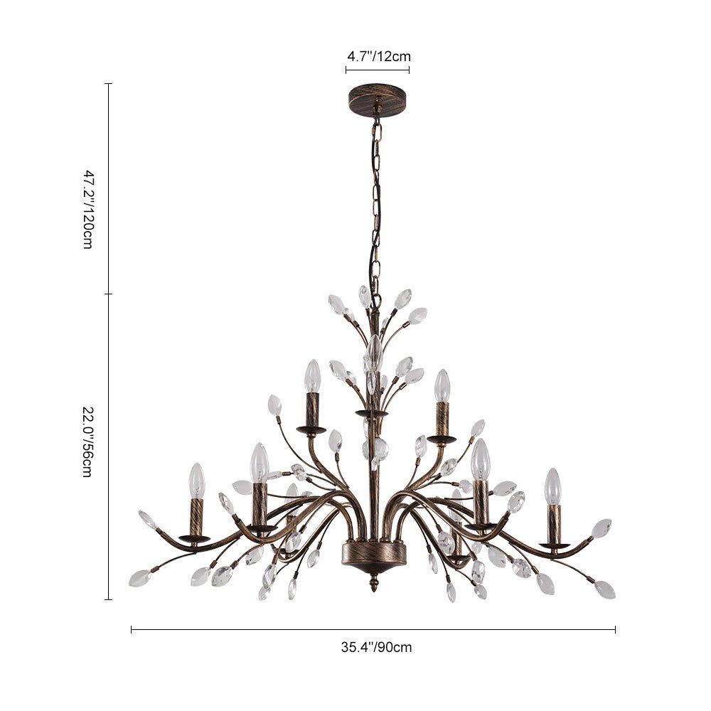 Pendantlightie-Classical French Style Candle Chandelier With Crystal Accents-Chandeliers-9Lt-