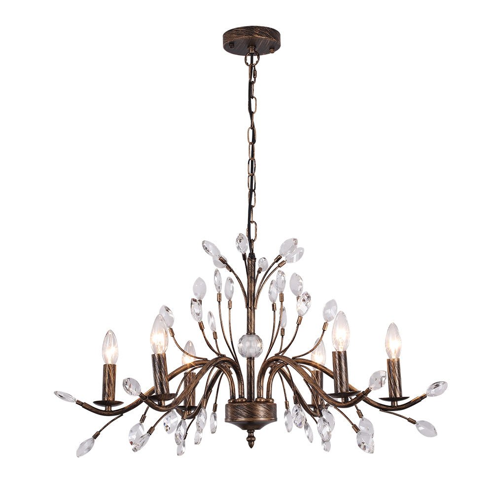 Pendantlightie-Classical French Style Candle Chandelier With Crystal Accents-Chandeliers-9Lt-