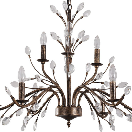 Pendantlightie-Classical French Style Candle Chandelier With Crystal Accents-Chandeliers-9Lt-