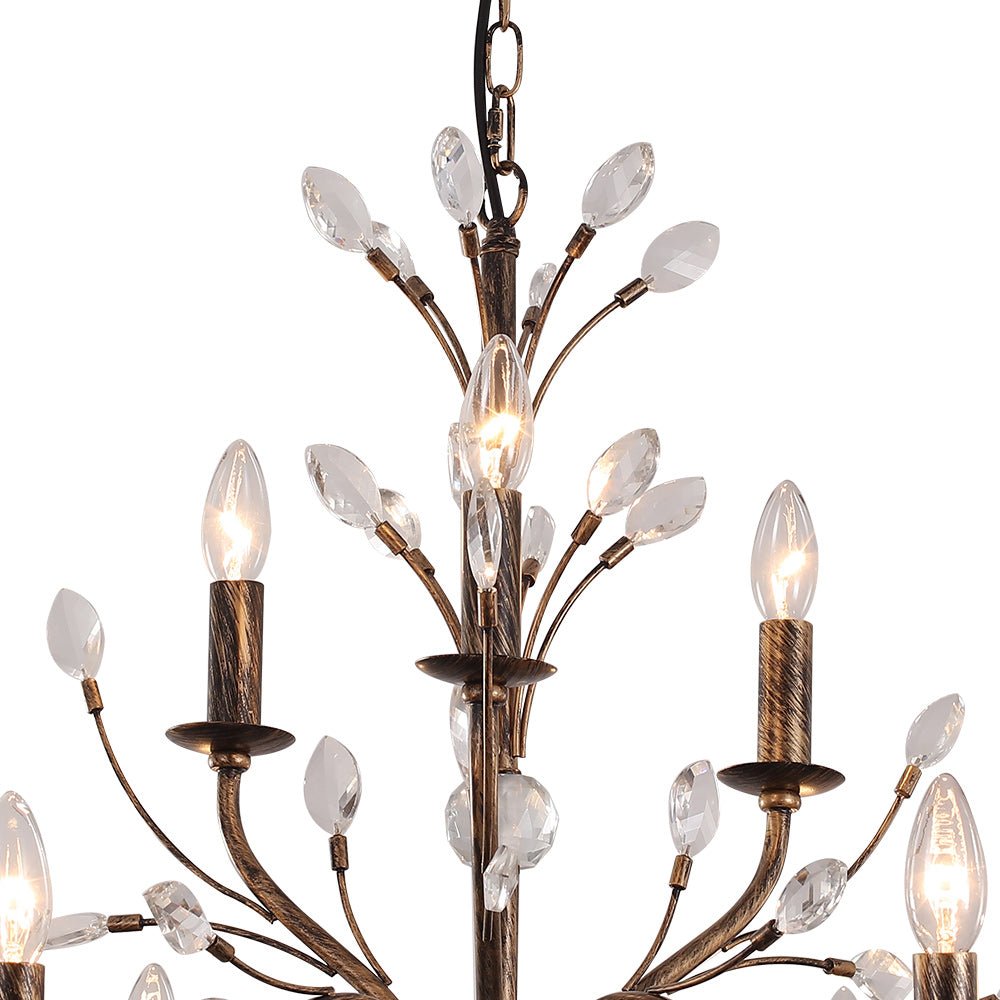 Pendantlightie-Classical French Style Candle Chandelier With Crystal Accents-Chandeliers-9Lt-