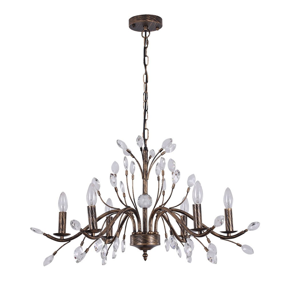 Pendantlightie-Classical French Style Candle Chandelier With Crystal Accents-Chandeliers-9Lt-