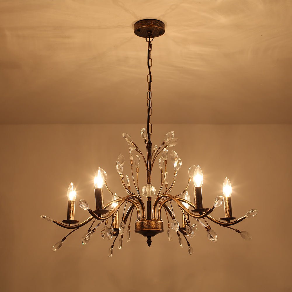 Pendantlightie-Classical French Style Candle Chandelier With Crystal Accents-Chandeliers-9Lt-