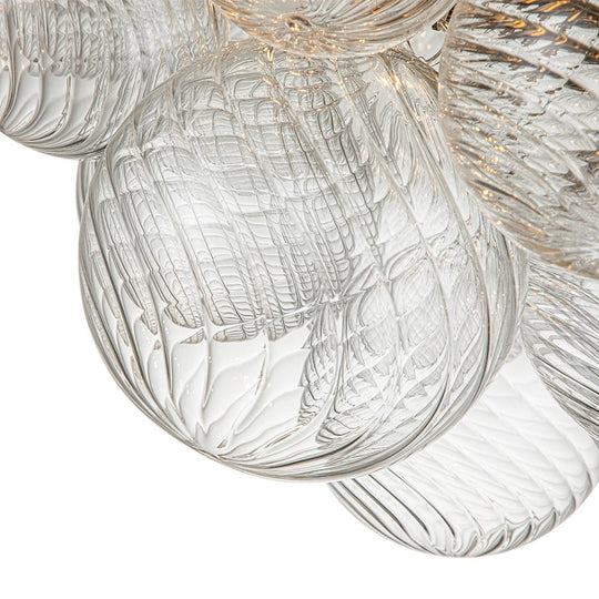 Pendantlightie-Contemporary 3-Light Ribbed Bubble Semi Flush Ceiling Light-Semi Flush Mount-Nickel-