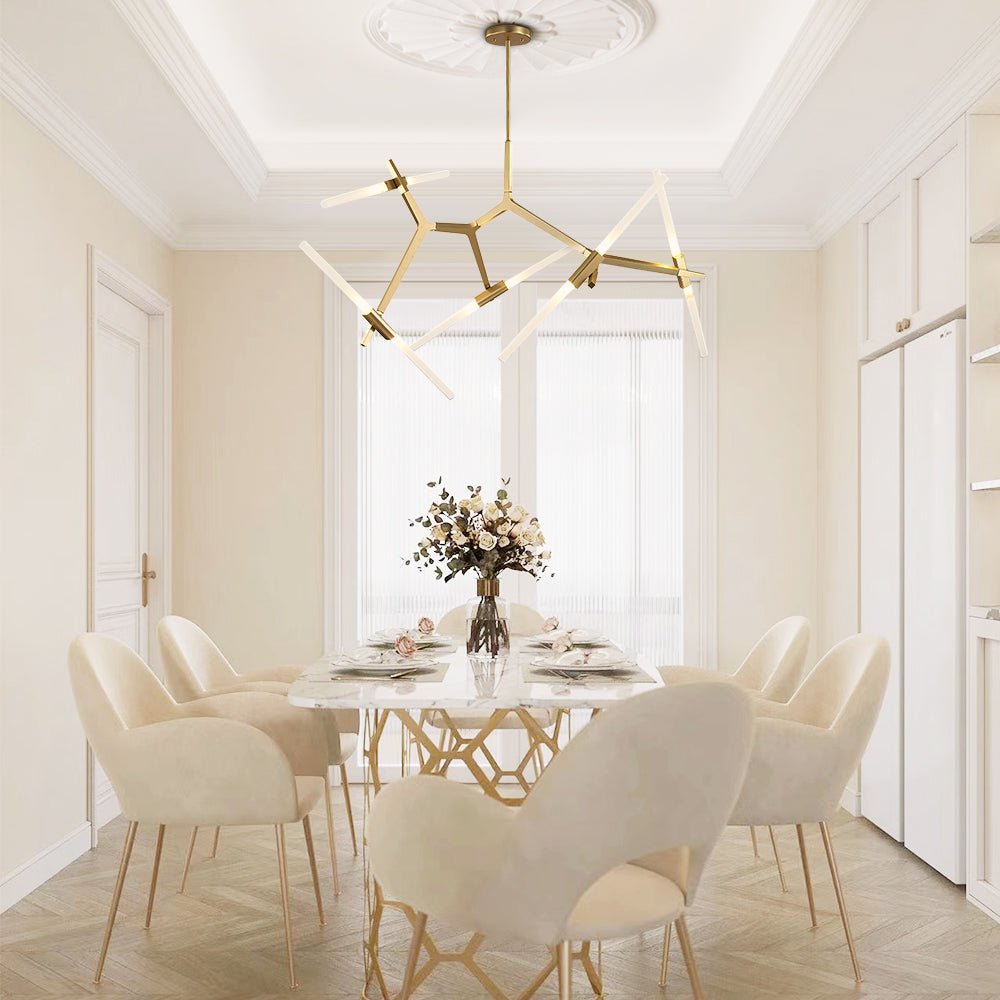 Pendantlightie-Contemporary Asymmetric Design 10 Lights Branch Chandelier-Chandeliers-Black-