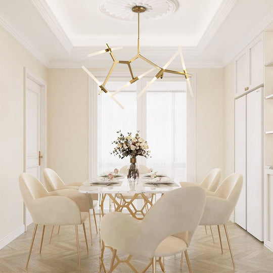 Pendantlightie-Contemporary Asymmetric Design 10 Lights Branch Chandelier-Chandeliers-Black-
