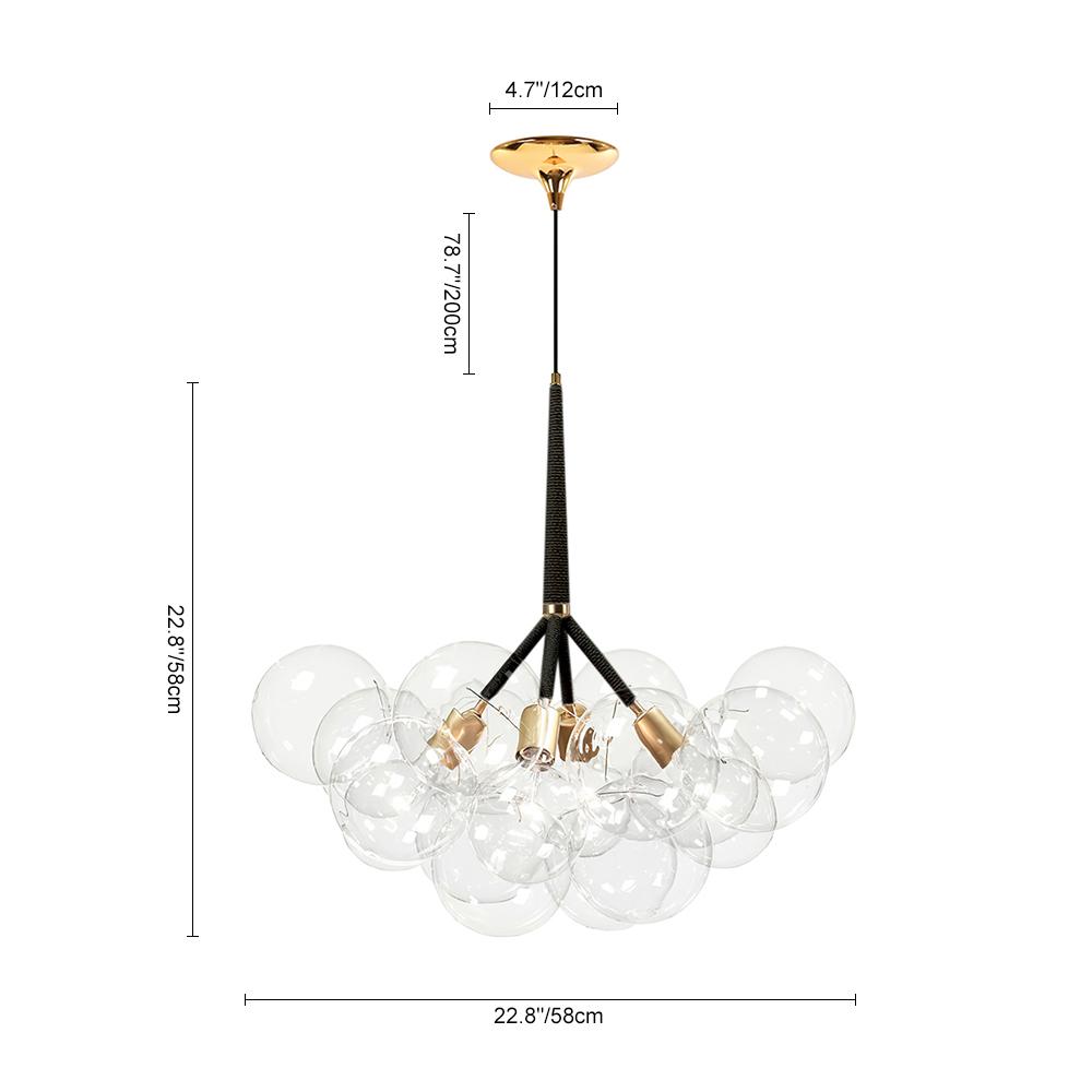 PendantLightie-Contemporary Clear Glass Bubble Chandelier-Chandeliers-Semi Flush-6Lt