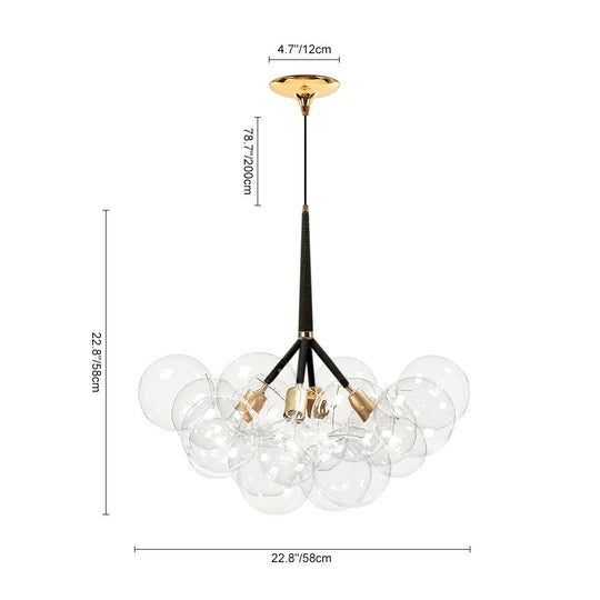 PendantLightie-Contemporary Clear Glass Bubble Chandelier-Chandeliers-Semi Flush-6Lt