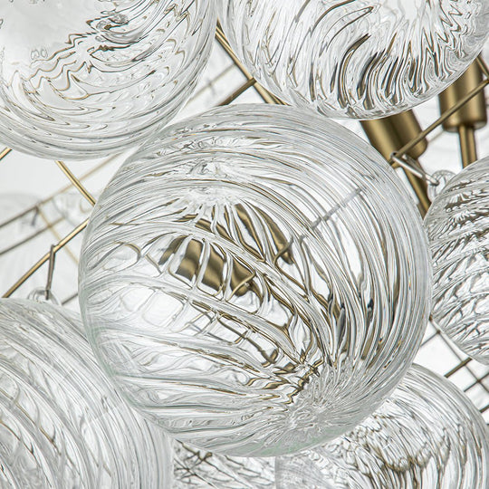 Pendantlightie-Contemporary Clear Ribbed Bubble Chandelier-Chandeliers-8Lt-Nickel