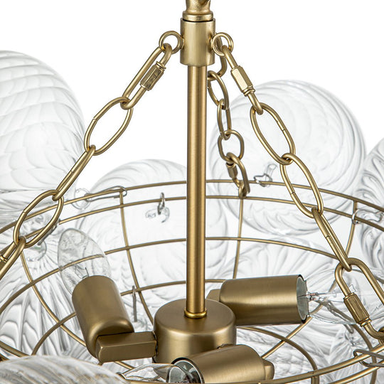 Pendantlightie-Contemporary Clear Ribbed Bubble Chandelier-Chandeliers-8Lt-Nickel