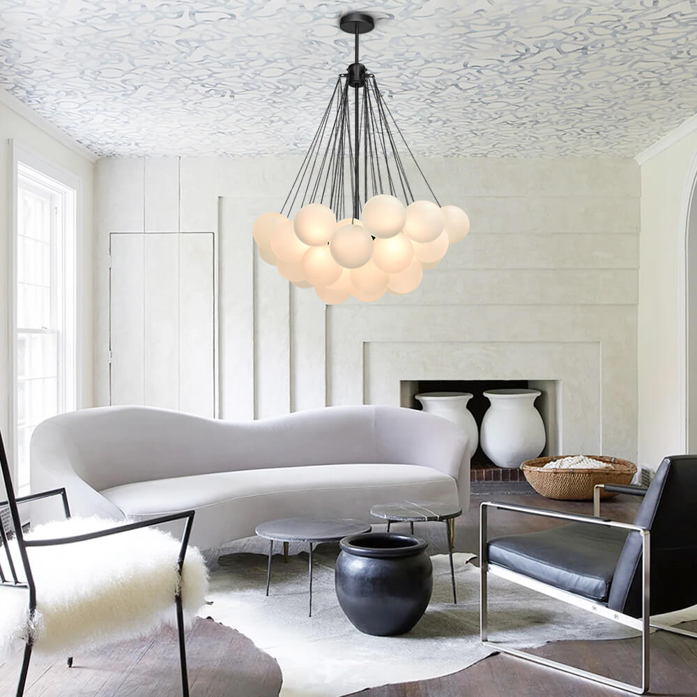 Pendantlightie-Contemporary Glass Bubble Chandelier Light-Chandeliers-37 Bubbles-Black
