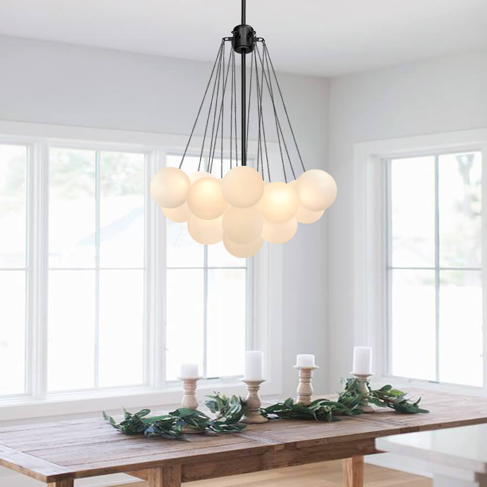 Pendantlightie-Contemporary Glass Bubble Chandelier Light-Chandeliers-37 Bubbles-Black