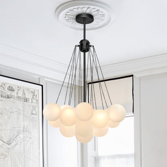 Pendantlightie-Contemporary Glass Bubble Light Fixture-Chandeliers-19 Bubbles-Black