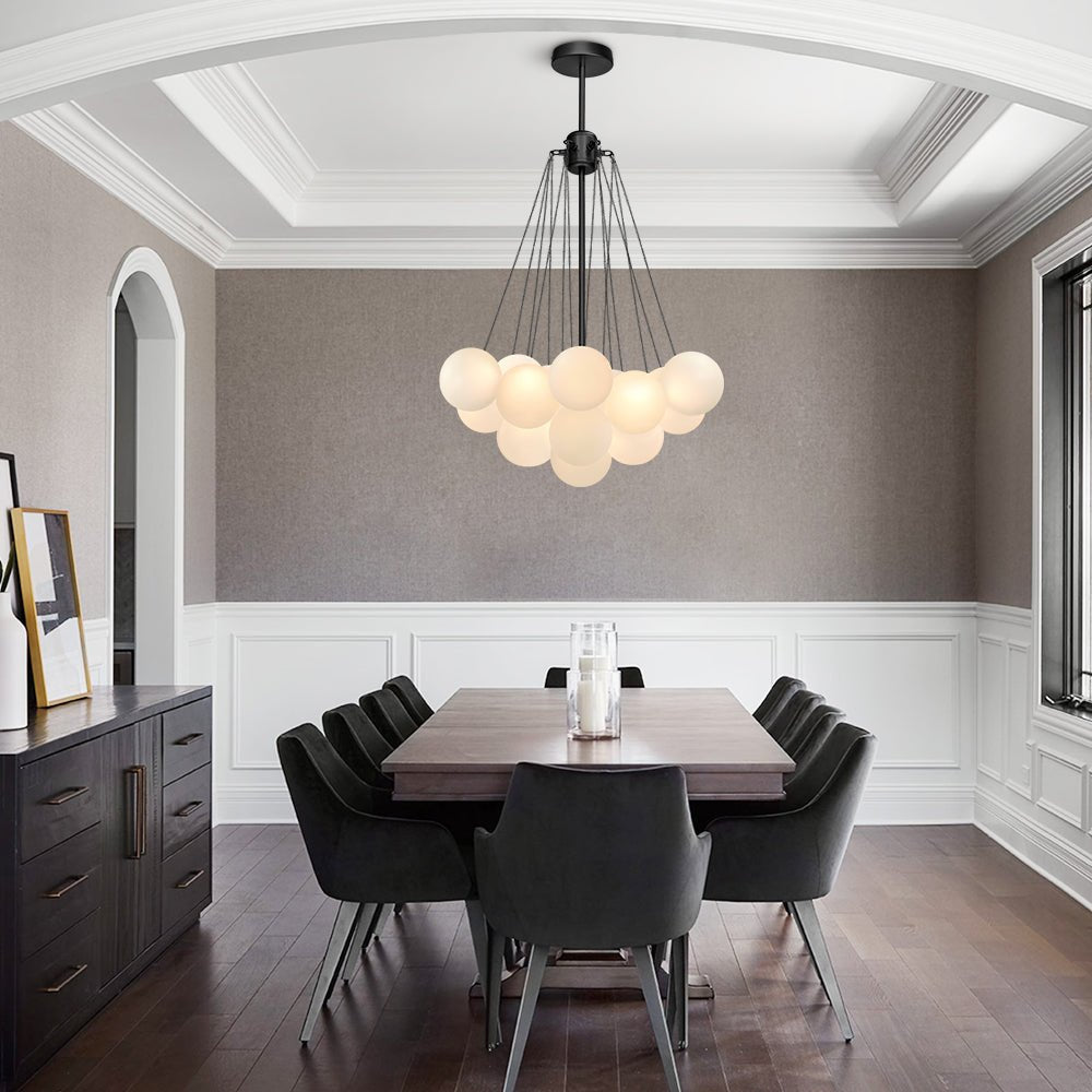 Pendantlightie-Contemporary Glass Bubble Light Fixture-Chandeliers-19 Bubbles-Black