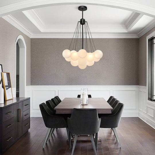 Pendantlightie-Contemporary Glass Bubble Light Fixture-Chandeliers-19 Bubbles-Black