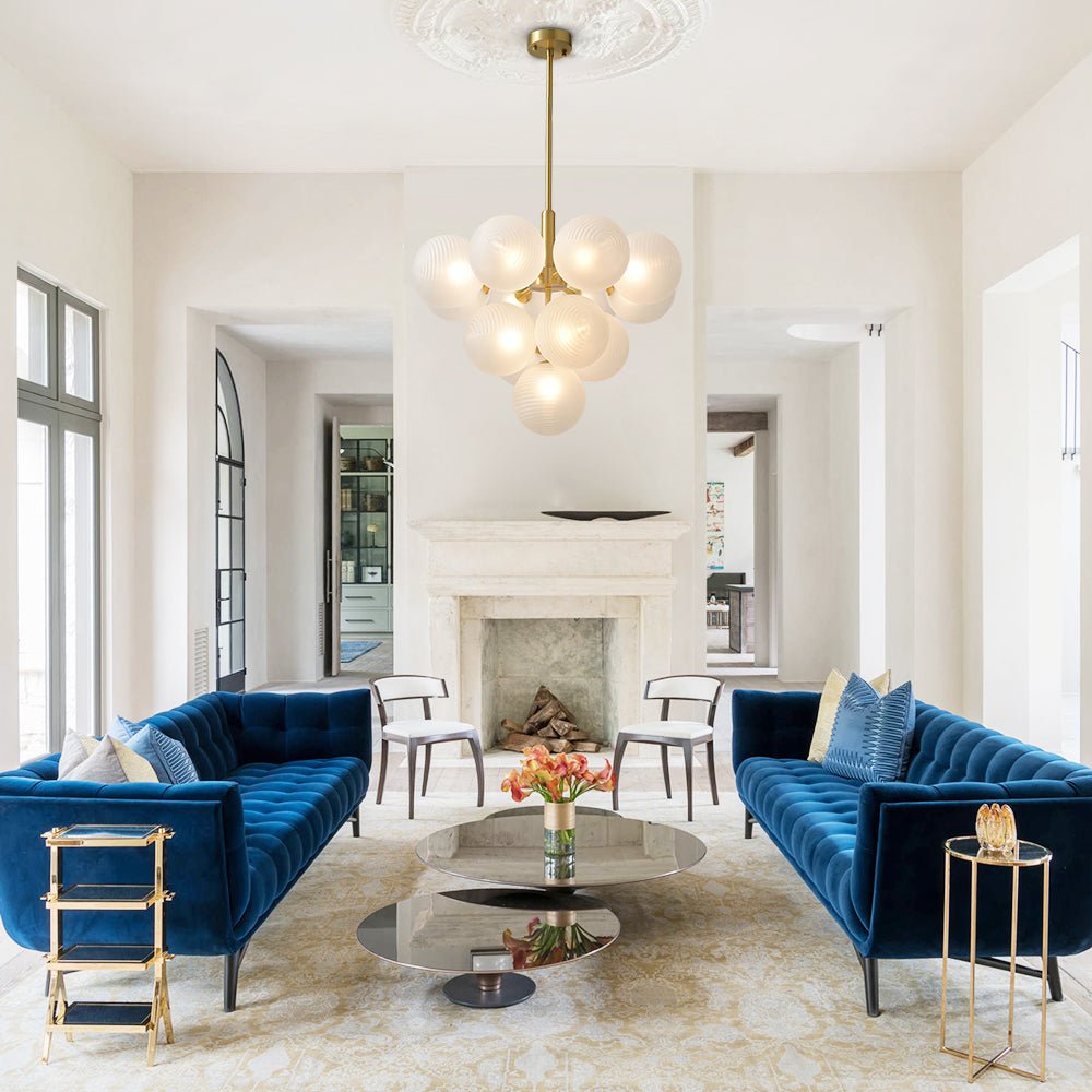 Pendantlightie-Contemporary Ribbed Glass Bubble Chandelier-Chandeliers-13Lt-