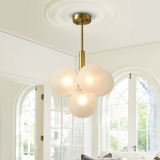 Pendantlightie-Contemporary Ribbed Glass Bubble Chandelier-Chandeliers-5Lt-