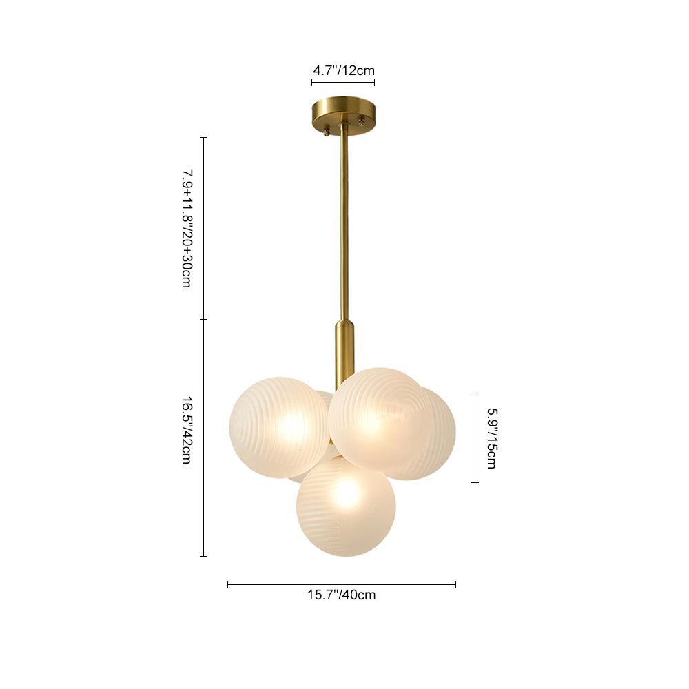 Pendantlightie-Contemporary Ribbed Glass Bubble Chandelier-Chandeliers-5Lt-