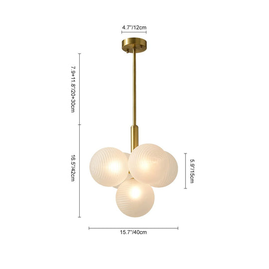 Pendantlightie-Contemporary Ribbed Glass Bubble Chandelier-Chandeliers-5Lt-